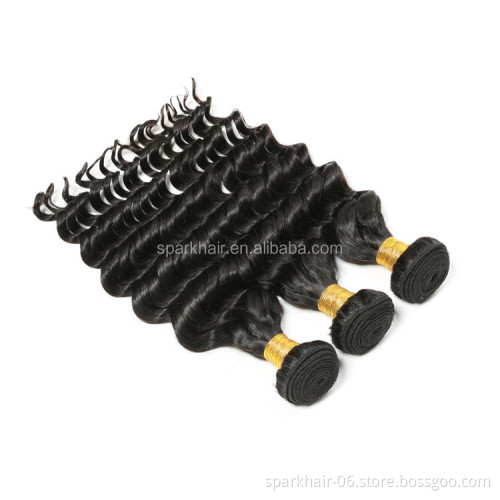 100% Unprocessed Virgin Cuticle Aligned Deep Wave Non-Remy Human Weft Natural Black Human Hair Extension 100g/Bundle
